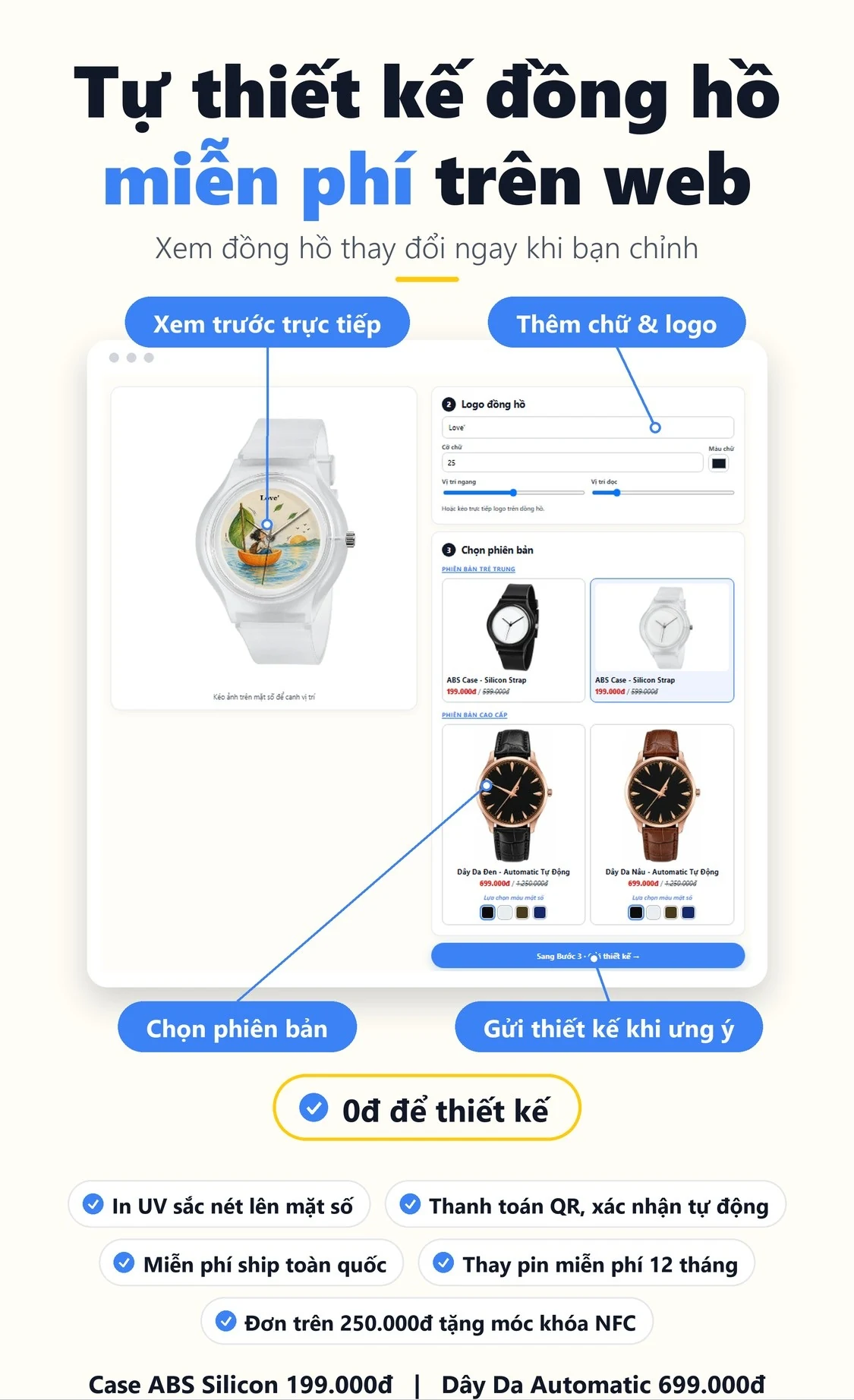 Tự thiết kế đồng hồ miễn phí trên web