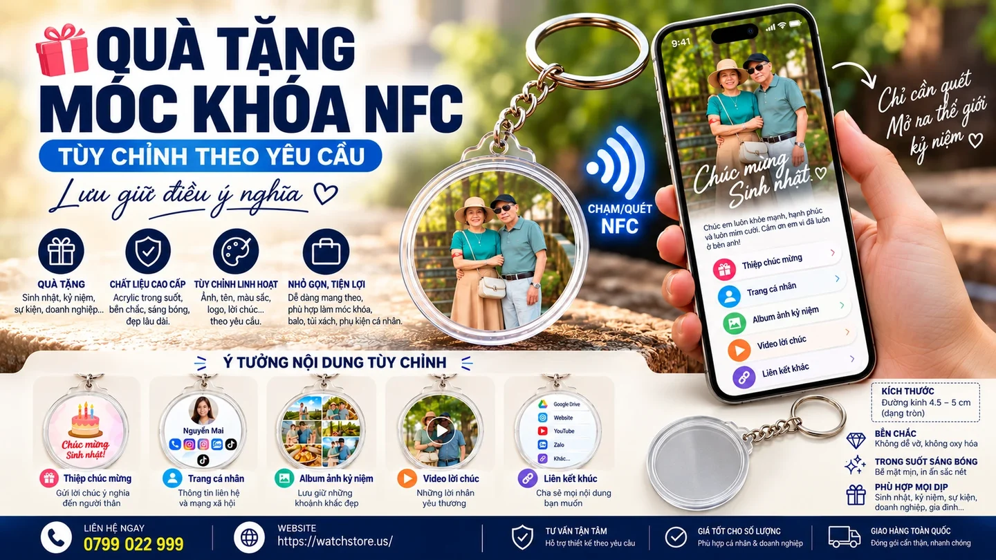 Quà tặng móc khóa NFC - tùy chỉnh theo yêu cầu, chạm quét mở ra kỷ niệm