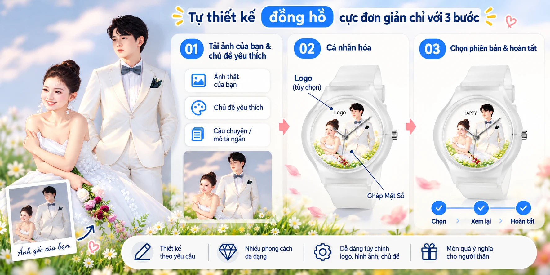 Tự thiết kế đồng hồ cực đơn giản chỉ với 3 bước